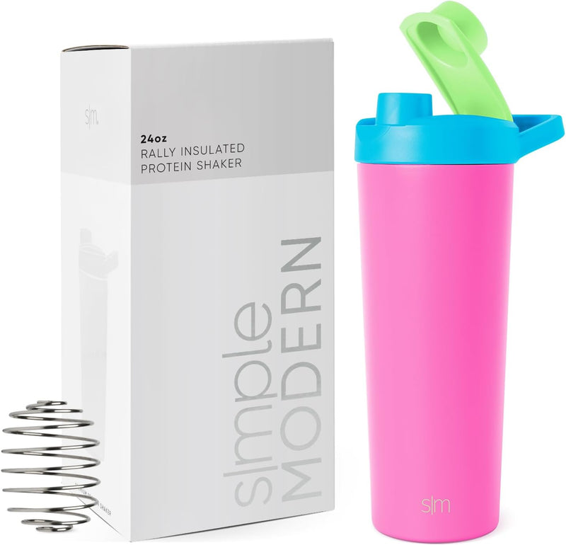 Simple Modern Stainless Steel Shaker Bottle with Ball 24oz | Metal Insulated Cup for Protein Mixes, Shakes and Pre Workout | Rally Collection | Lavender Mist