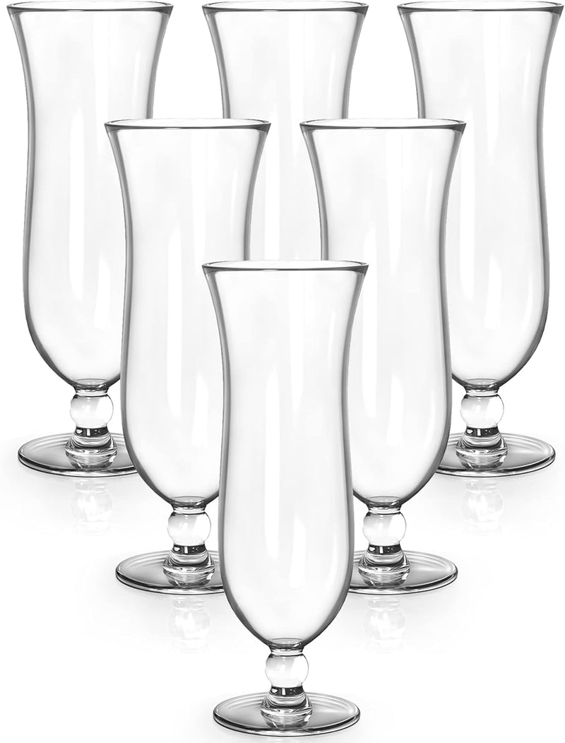 Yesland 6 Pcs Hurricane Glass - 13.5 oz Break-Resistant Plastic Pina Colada Cocktail Glasses Clear Tulip Drinking Cups for Drinking Cocktails, Full-Bodied Beer, Juice, Tropical Drinks, Water