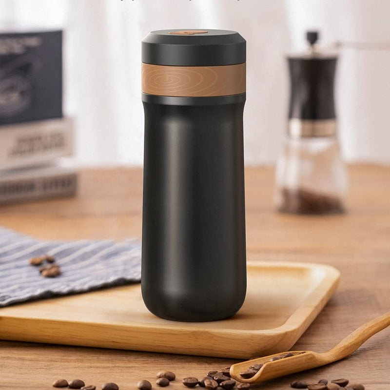 AioveBgren Portable Coffee Tea Maker French Press,Stainless Steel Insulated Double Wall Vacuum French Press, Hot and Cold Coffee Brewer Thermoses Cup, Great for Commuter, Camping, Outdoors and Office