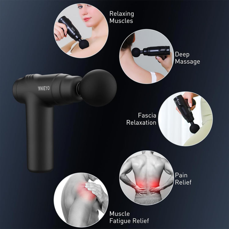 WNIEYO Deep Tissue Massage Gun,Massage Gun for Athletes, Muscle Massage Gun with Updated 4 Replacements Heads and LED Screen,6 Adjustable Speeds