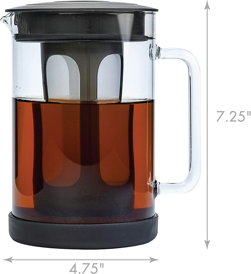 Primula Pace Cold Brew Iced Coffee Maker with Durable Glass Pitcher and Airtight Lid, Dishwasher Safe, Perfect 6 Cup Size, 1.6 Qt, Black