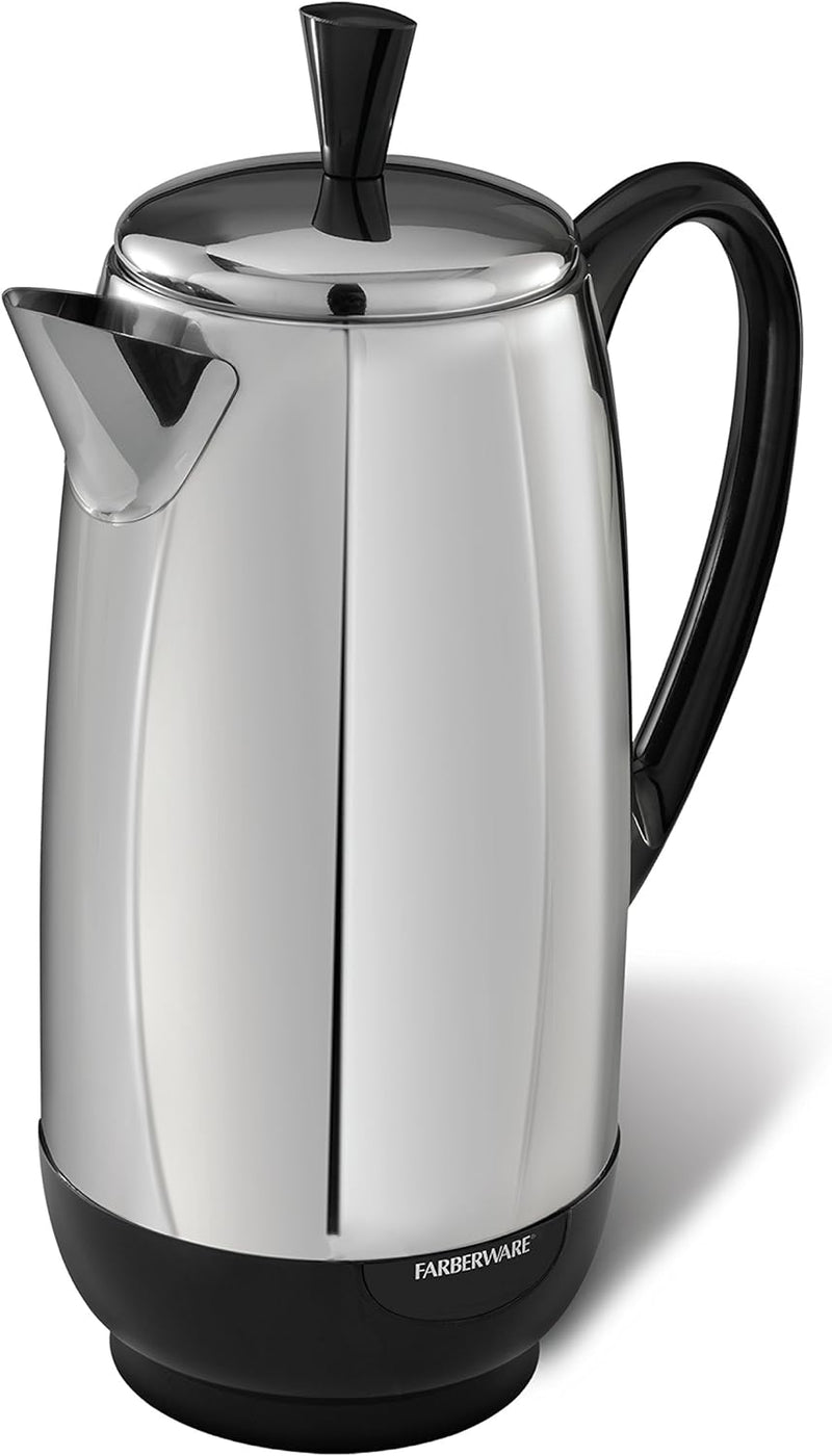 Farberware 2-4-Cup Electric Percolator coffee maker, Stainless Steel, Automatic Warm Function, FCP240