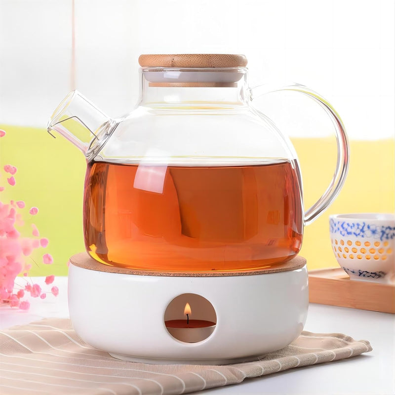 Ceramic Teapot Warmer, Teapot Heater, Tea Light Warmer, Suitable for Teapot and Mugs, 6 Inches (Candles not Included)