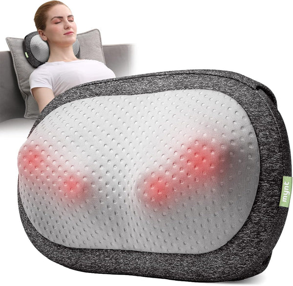 Mynt Cordless Neck and Back Massager with Heat - 3D Deep Kneading Shiatsu Massage Pillow, Rechargeable and Unplugged, Battery Operated Massager Pillow