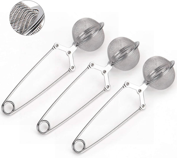 Snap Ball Tea Strainer, JEXCULL 3 Pack Premium Stainless Steel Tea Infuser with Handle for Loose Leaf Tea Fine Mesh Tea Balls Filter Infusers