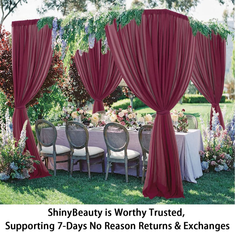 Burgundy Wedding Arch Drapes - 2 Panels 20FT Sheer Chiffon Fabric