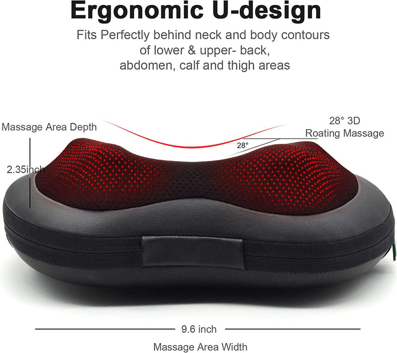 Neck and Back Massager with Heat -Massage Pillow with Remote Control Deep Tissue Shiatsu Kneading Shoulder Massager for Full Body Pain Relief Use at Home Car Office -Birthday Gifts for Him/Her