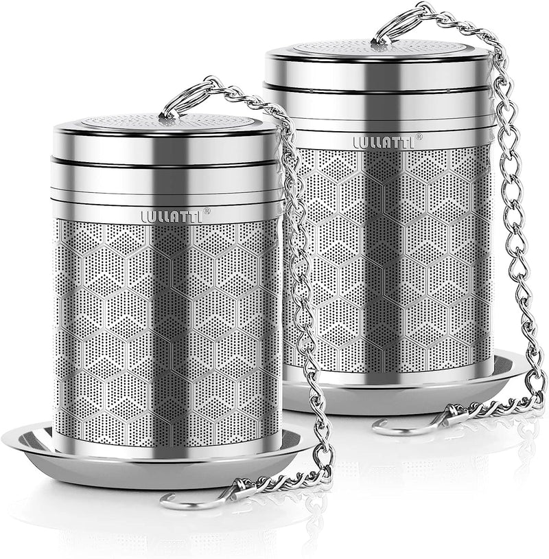 Tea Infusers for Loose Tea, (2 Pack) 18/8 Stainless Steel Tea Strainer Set, Extra Fine Mesh Tea Steeper for Brew Tea, Spices & Seasoning