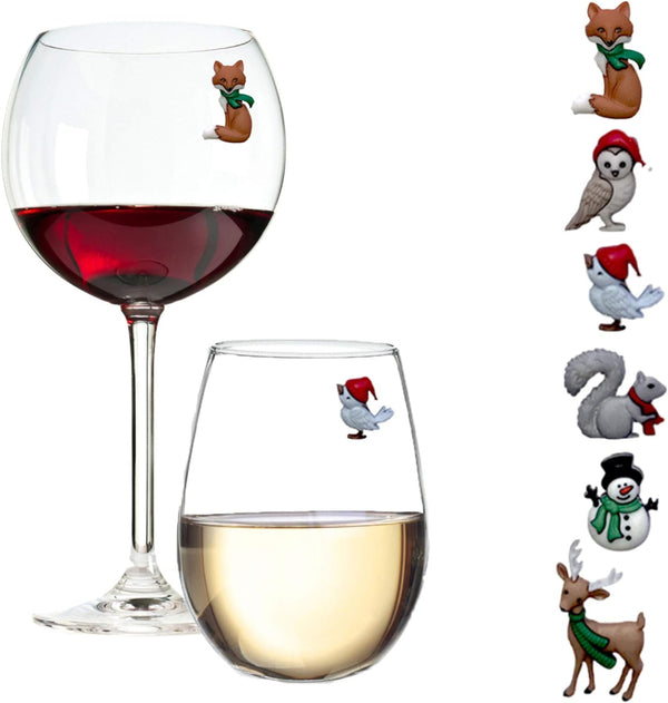 Simply Charmed Winter Magnetic Wine Charms That Will Delight Your Guests all Season - Use at Christmas and Beyond - Set of 6 Drink Markers