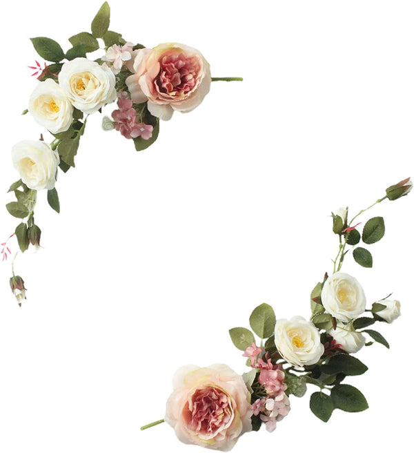 2Pcs Artificial Peony Flower Swag with Eucalyptus Leaves for Decoration - Silk Floral Wedding Arch Flowers
