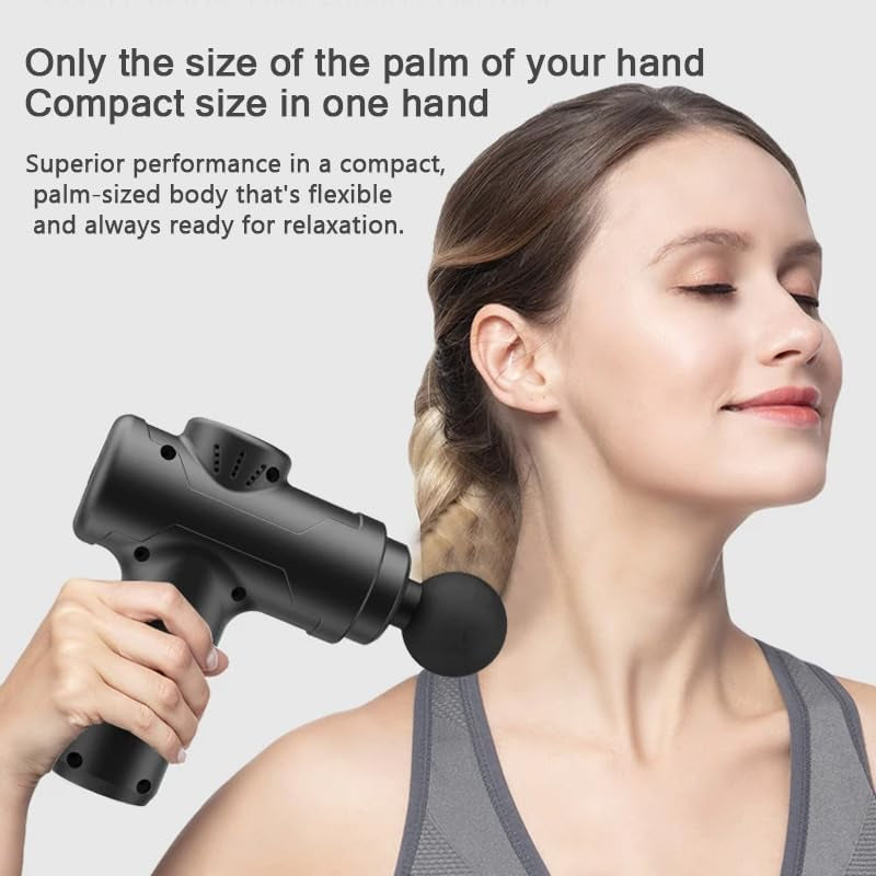 Massage Gun, Deep Tissue Massage Gun, Back Massage Gun for Athletes for Pain Relief, Can be fitted with 4 PCS Specialized Replacement Heads, Impact Massager, Adjustable Speed Massage with Carrying Cas