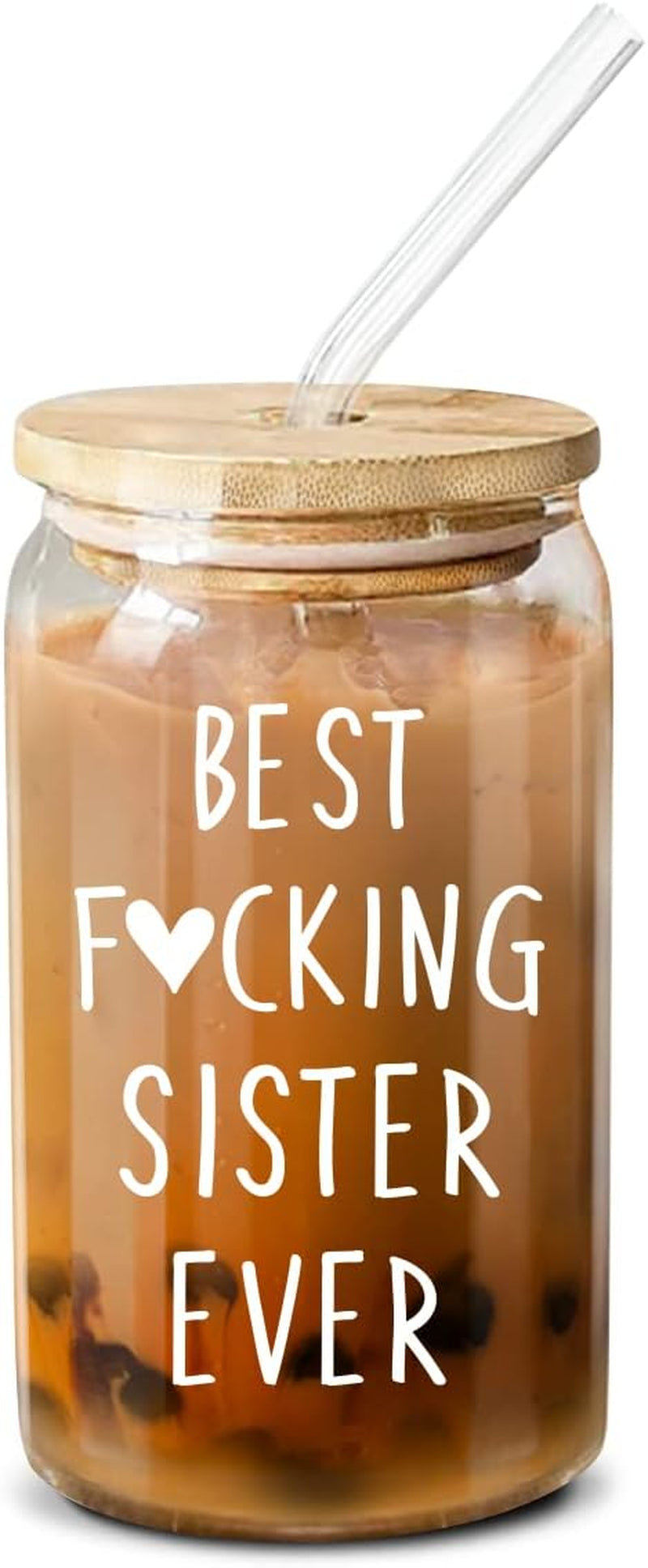 Christmas Gifts For Sister From Sister, Brother - Unique Birthday Present For Sister, Soul Sister, Big Sister, Little Sister, Sister In Law, Sibling, Bestie - 16 Oz Coffee Glass