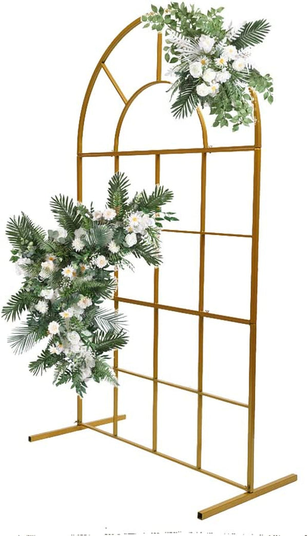 Gold Wedding Arch Kit - 65Ft Metal Backdrop with Flower Stand for Ceremony or Party Decoration