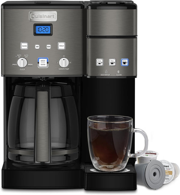 Cuisinart Coffee Maker,12 Cup with 3 Single-Size Brewers, 6, 8, 12 oz, Black/Stainless Steel, SS-15BKSP1