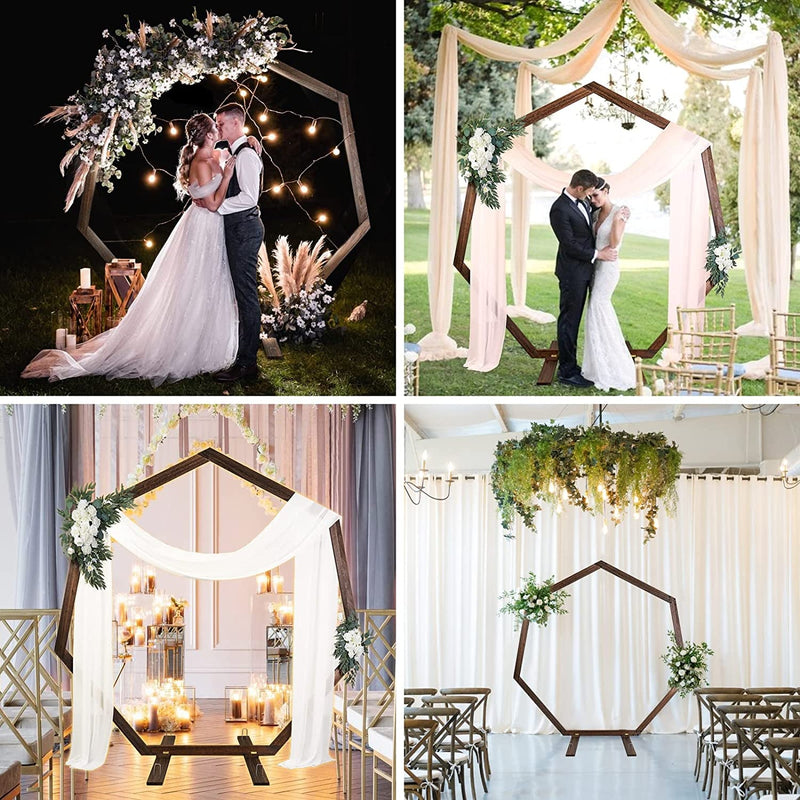 72ft Rustic Heptagonal Wedding Arch - IndoorOutdoor Photography Backdrop with Stands