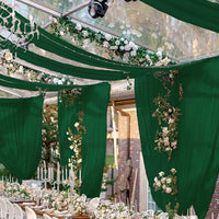 Emerald Green Ceiling Drapes Wedding Arch Drapes Chiffon Backdrop Curtains 5Ftx20Ft 2 Panels Sheer Ceiling Curtains for Wedding Party Bridal Shower Archway Chiffon Fabric Drapery Stage Decorations