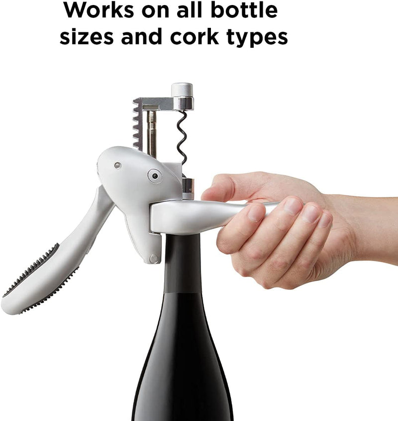 Rabbit Original Lever Corkscrew Wine Opener with Foil Cutter and Extra Spiral (Silver)