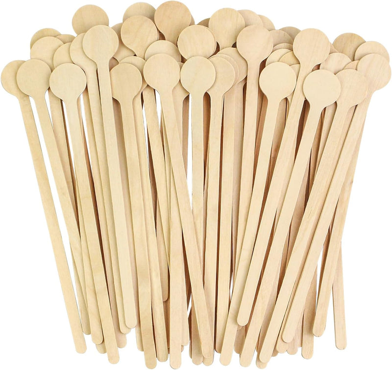 100pcs Coffee Stirrers Stir Sticks 7 Inch Wooden Coffee Stir Sticks with Merry Christmas Round Handle Disposable Biodegradable Coffee Stirrers Wood for Stirring Coffee Cocktails Milk Honey