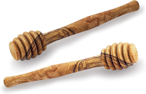 Forest Decor 5.3" Olive Wood Honey Spoons/Stick - Honeycomb Sticks for Drizzling Honey - Handcrafted Honey Dipper Stick - Wooden Honey Sticks for Honey Jar Dispense - Honey Stirrers Stick