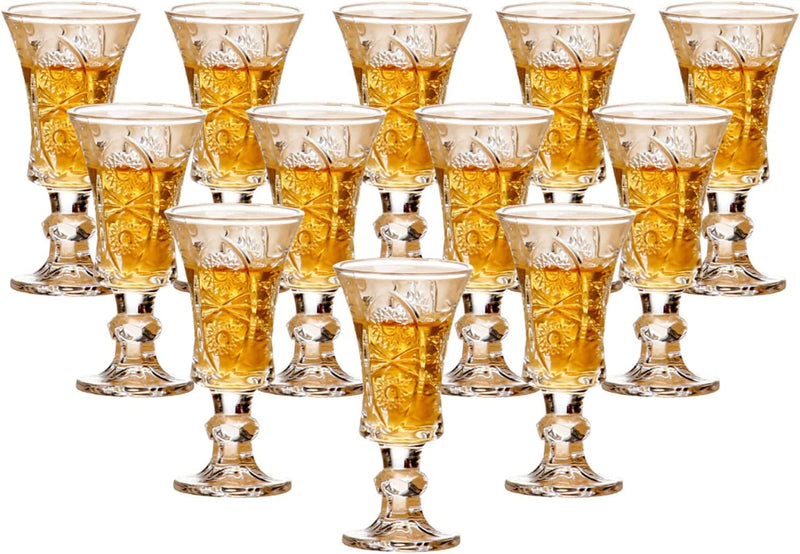 Round 1.3-Oz Cordial Glasses, Lead-Free Sherry Glasses, Clear Heavy Base Shot Glasses (Set of 6)