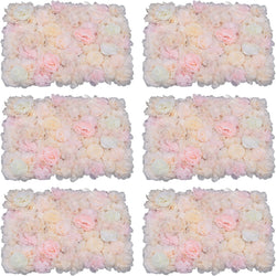 6 Pcs Flower Wall Panels - Champagne Rose Artificial Floral Decor for Events and Home