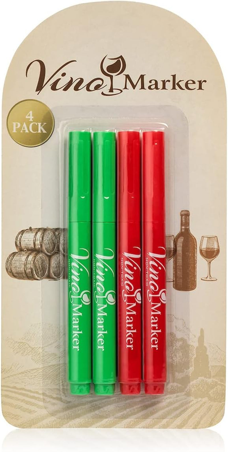 Vino Marker Wine Glass Pens Washable Drink Markers - Perfect For Holiday Parties, Home Bar Accessories, Bachelorette Party Favors, Wine Tasting Decorations or Any Event