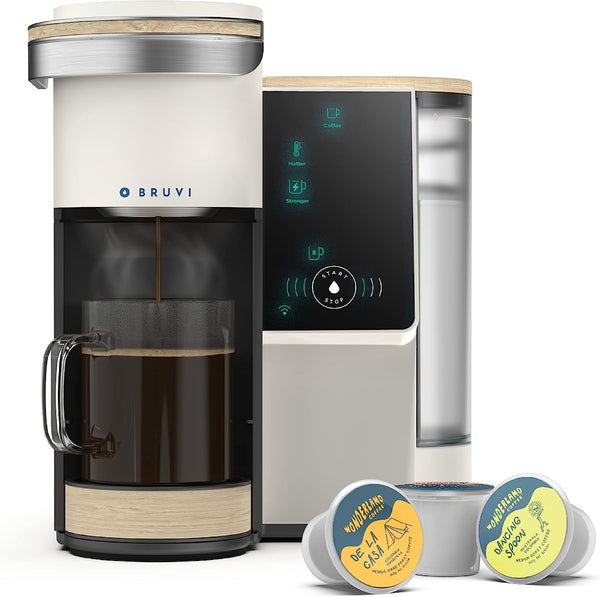 The Bruvi Bundle | Single-Serve Coffee System | Includes 20 Coffee and Espresso B-Pods + Bruvi Coffee Brewer + Premium Water Filter Kit