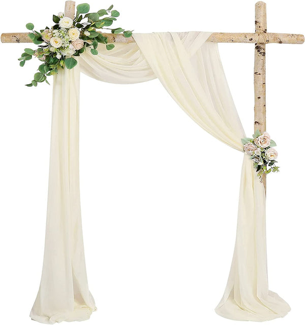 Wedding Arch Draping Fabric - Ivory Chiffon - 2 Panels 6 Yards - Reception Swag Ceiling Backdrop Curtains