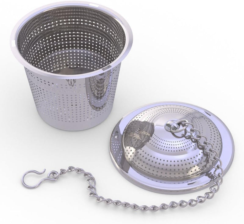 Loose Leaf Tea Infuser (Set of 2) with Tea Scoop and Drip Dray by Apace - Ultra Fine Stainless Steel Strainer & Steeper for a Superior Brewing Experience