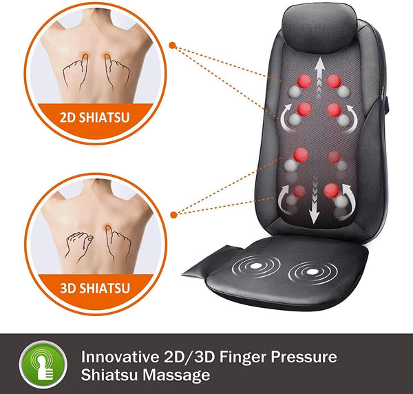 Snailax Back Massager with Heat, Shiatsu Massage Chair Pad for Back Pain, Rolling Kneading Massage Seat Cushion, Gifts for Women/Men, Stress Relax at Home Office