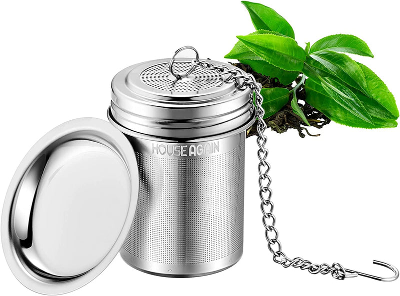 House Again 2 Pack Tea Infuser, Extra Fine Mesh Tea Infusers for Loose Tea, 18/8 Stainless Steel Tea Strainer with Extended Chain Hook, Tea Steeper for Brew Tea, Spices & Seasonings