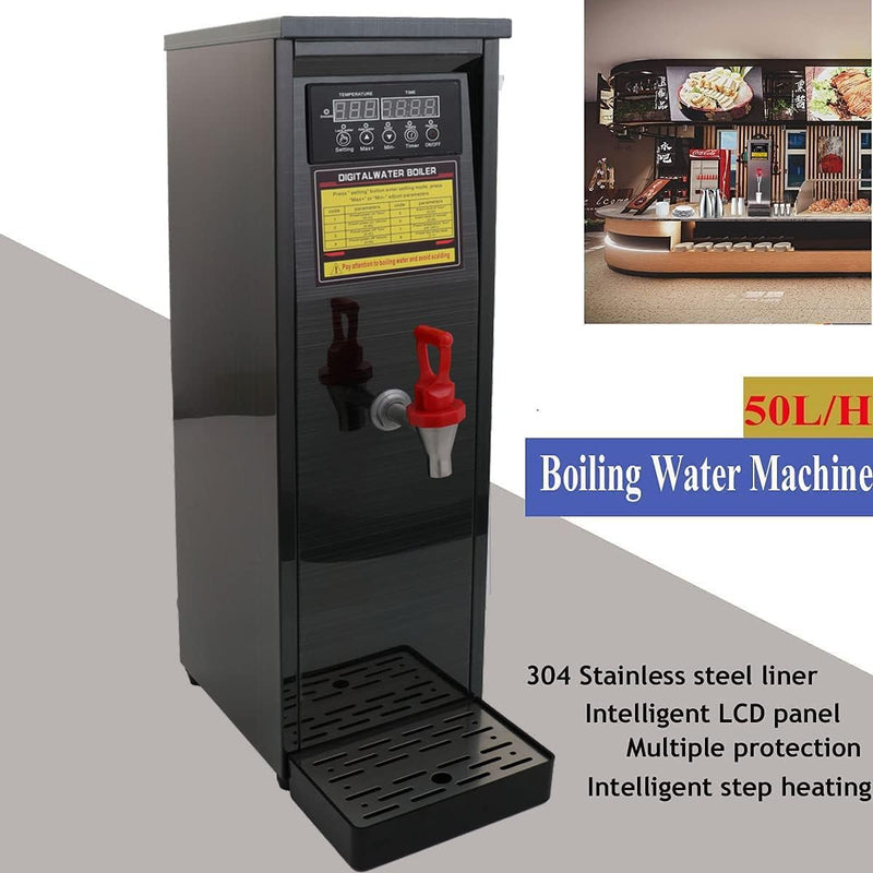 YILIKISS Electric Water Boiler and Dispenser Commercial 50L/H Full-Automatic Boiling Water Machine, Stainless Steel Liner and LCD Display for Tea Coffee Shop Dessert Shop Hotel Black