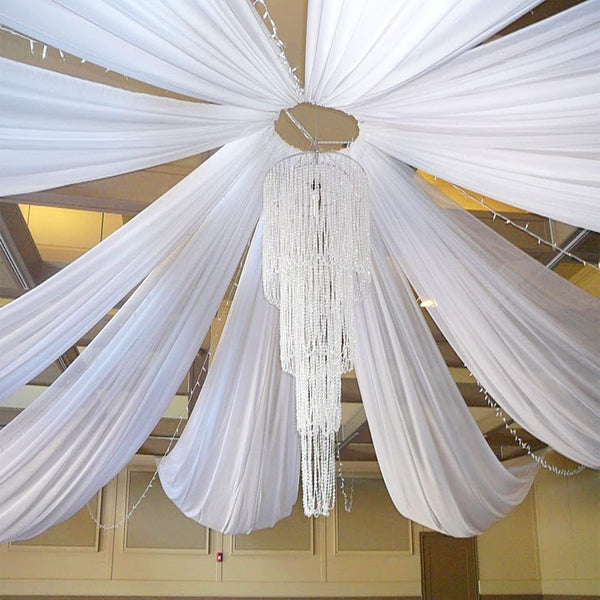 White Wedding Ceiling Drapes 6 Panels - 5ft x 10ft Chiffon Fabric for Arch Ceremony  Party Decoration