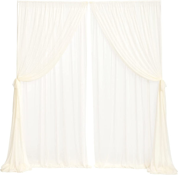 10x10ft Ivory Chiffon Wedding Backdrop Curtains - Wrinkle-Free Drapes for Bridal Shower and Party Decoration