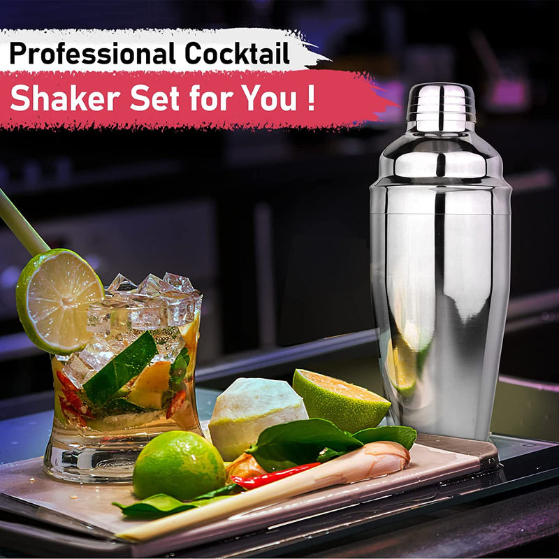 Cocktail Shaker 25oz Martini Shaker Bar Shaker Drink Shaker Bar tools with Built-In Strainer for Bartender, Professional 18/8 Stainless Steel Margarita Mixer for Mixed Drinks