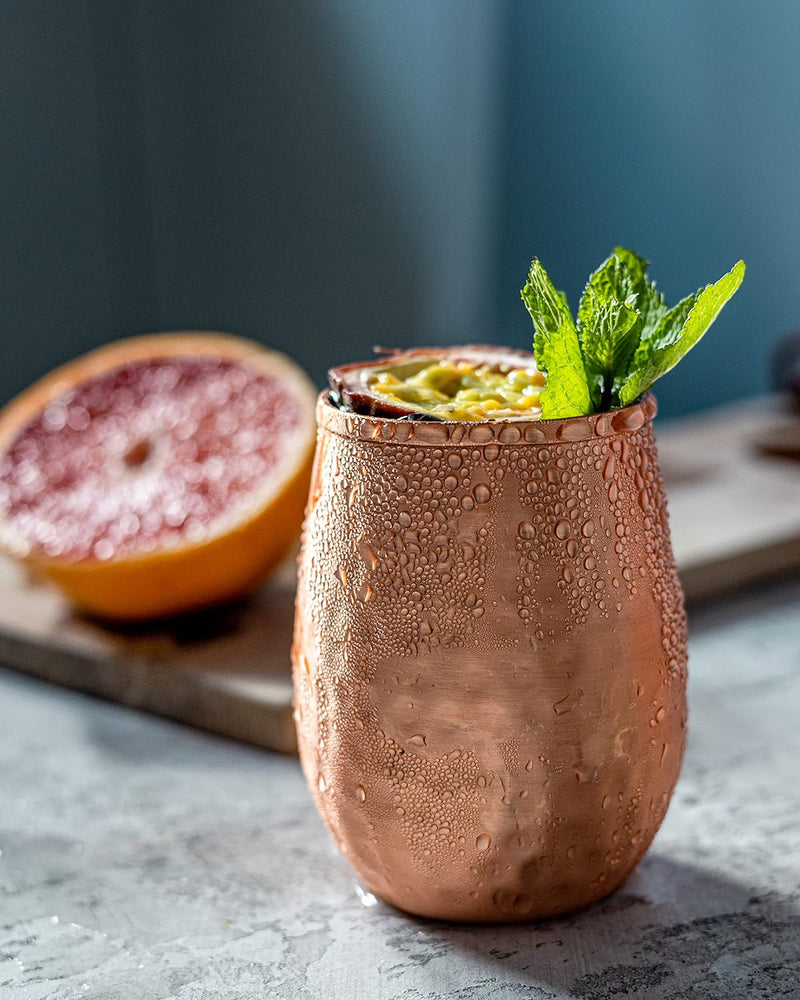 Kosdeg Copper Cups - 12 Oz set of 4 - A Unique Way To Enjoy Wine - The Perfect Pure Copper Tumbler for Water - Copper Drinking Cups Better Than Glasses or Plastic - Moscow Mule Copper Cup For Drinking