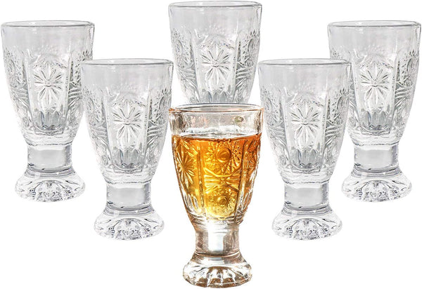 MOFIT Shot Glass, Carved Shot Glass Set, Lead-Free Glass， 1.35 Oz Transparent Heavy Base Shot Glass Set Of 6, For Tequila-Vodka-Cocktail