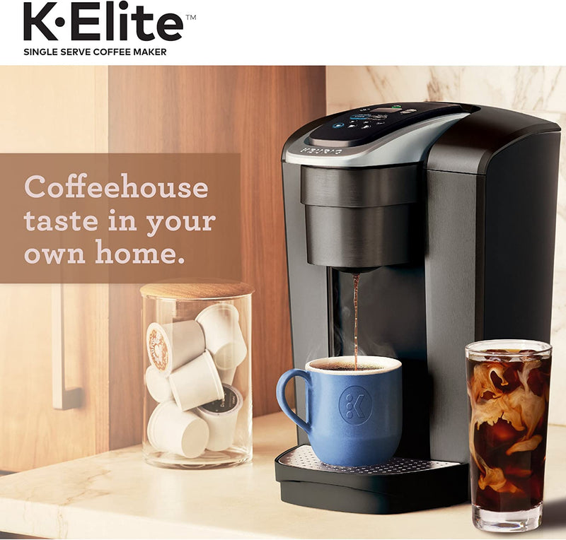 Keurig K-Elite Single-Serve K-Cup Pod Coffee Maker, Brushed Slate, 12 oz. Brew Size