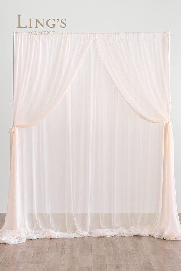 10x10ft Chiffon Curtain Backdrops for Wedding  Party Decoration - Blush