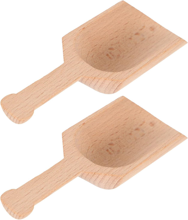 2Pcs salt scoop Wooden Scoop Bath Salt Scoops Unfinished Wood Scoop Multipurpose Scoop Spoon Large Tea Scooper with Handle Kitchen wooden spoon Utensils coffee scoop spoon