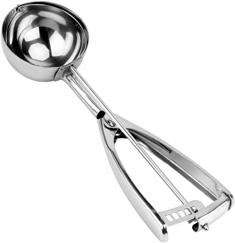 Ice Cream Scoop with Trigger, 18/8 Stainless Steel Metal Small Cookie Dough Scoop for Baking Melon Ball Cupcakes, 1/2 Tablespoon (2 Teaspoon)