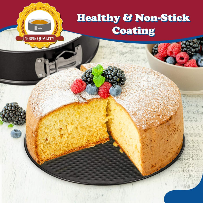 HIWARE 9 Inch Non-stick Cheesecake Pan Springform Pan with Removable Bottom/Leakproof Cake Pan with 50 Pcs Parchment Paper - Black