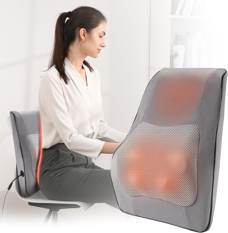 Careboda Shiatsu Back Massager with Heat, 3D Deep Kneading Electric Massager Pillow for Neck and Back Pain Relief, Ideal for Home, Office and Car Use, Best Gift for Christmas Women and Men