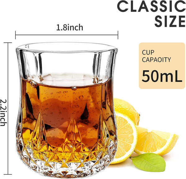 JAIEF 1.7 OZ Crystal Shot Glasses Set, Heavy Base Cordial Glasses | Tequila Glasses (Set of 8)