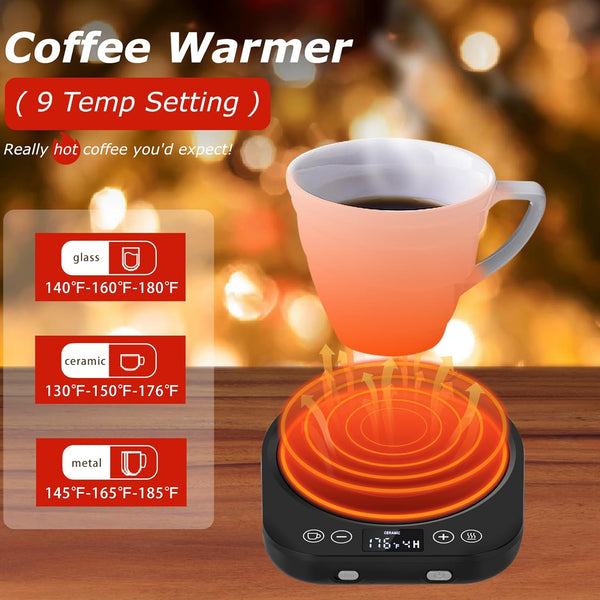 Candle Mug Warmer Electric,Auto On/Off Gravity-Induction Coffee Mug Warmer with 9 Temp Settings,1-9 Timer Candle Melter Warmer Beverage Coffee Warmer Practical Portable Warmer for Home & Office