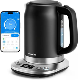 GoveeLife Smart Electric Kettle Temperature Control, WiFi Electric Tea Kettle with Alexa Control, 1500W Rapid Boil, 2H Keep Warm, 1.7L BPA Free Stainless Steel Water Boiler for Tea, Coffee, Oatmeal
