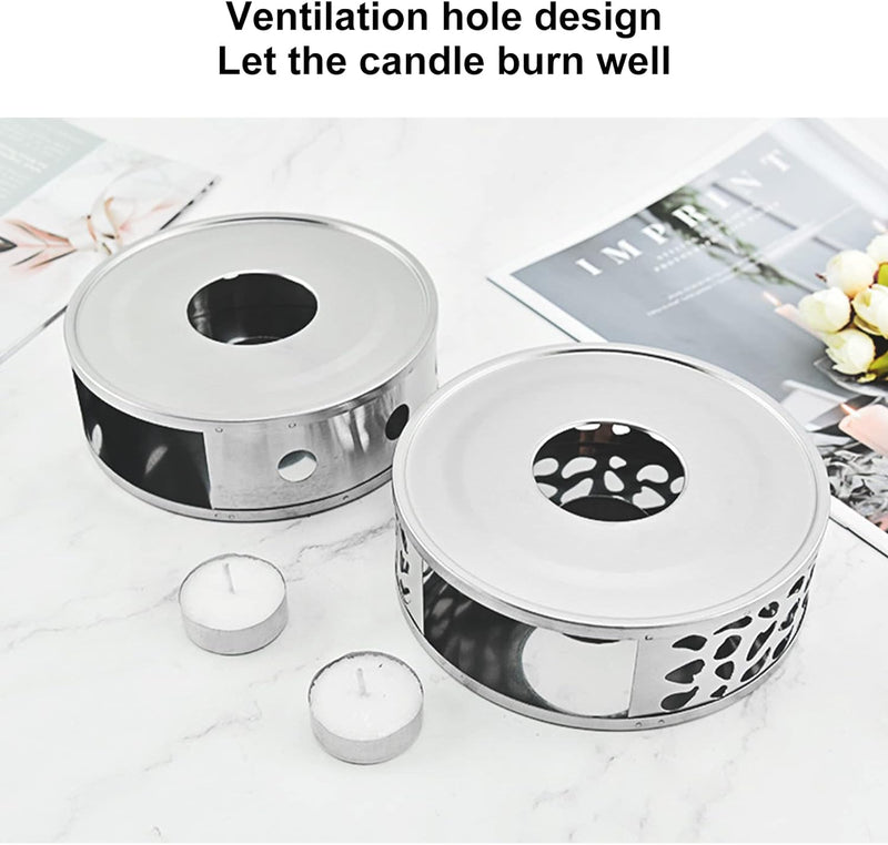 Teapot Warmer, Ventilation Hole Designwarmer Base for Coffee and Milk Tea Warmer Stainless Steel Teapot Heater Holder Tealight Holder for Teapot (Irregular Hole)