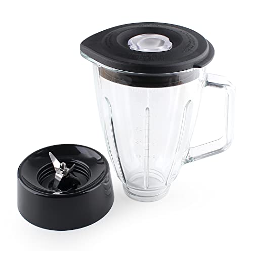 6-Cup Glass Jar with Black Collar Blade - Compatible with Cuisinart Blenders