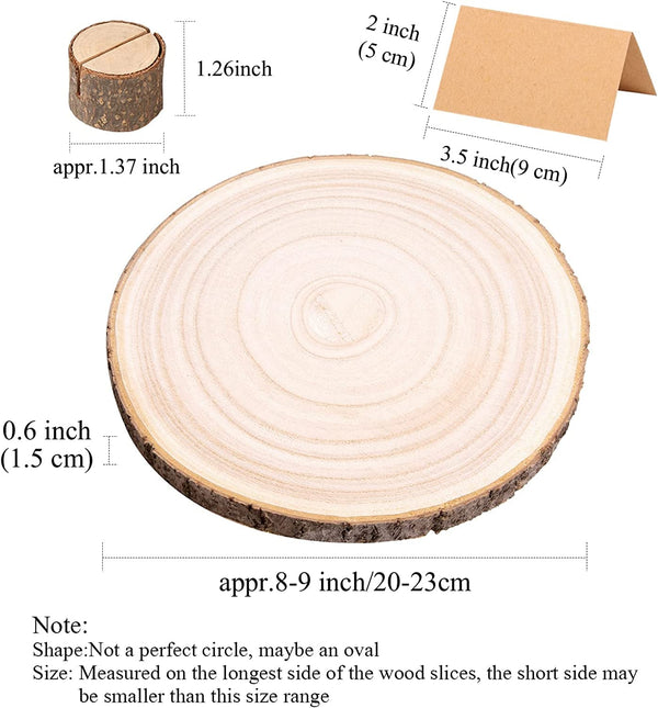 10 Pieces 8-9 Inch Wood Slices for Centerpieces with Wood Table Number Holders and Card for Wedding Table Centerpiece Decoration, Parties, Housewarming, Christmas and Family Gatherings