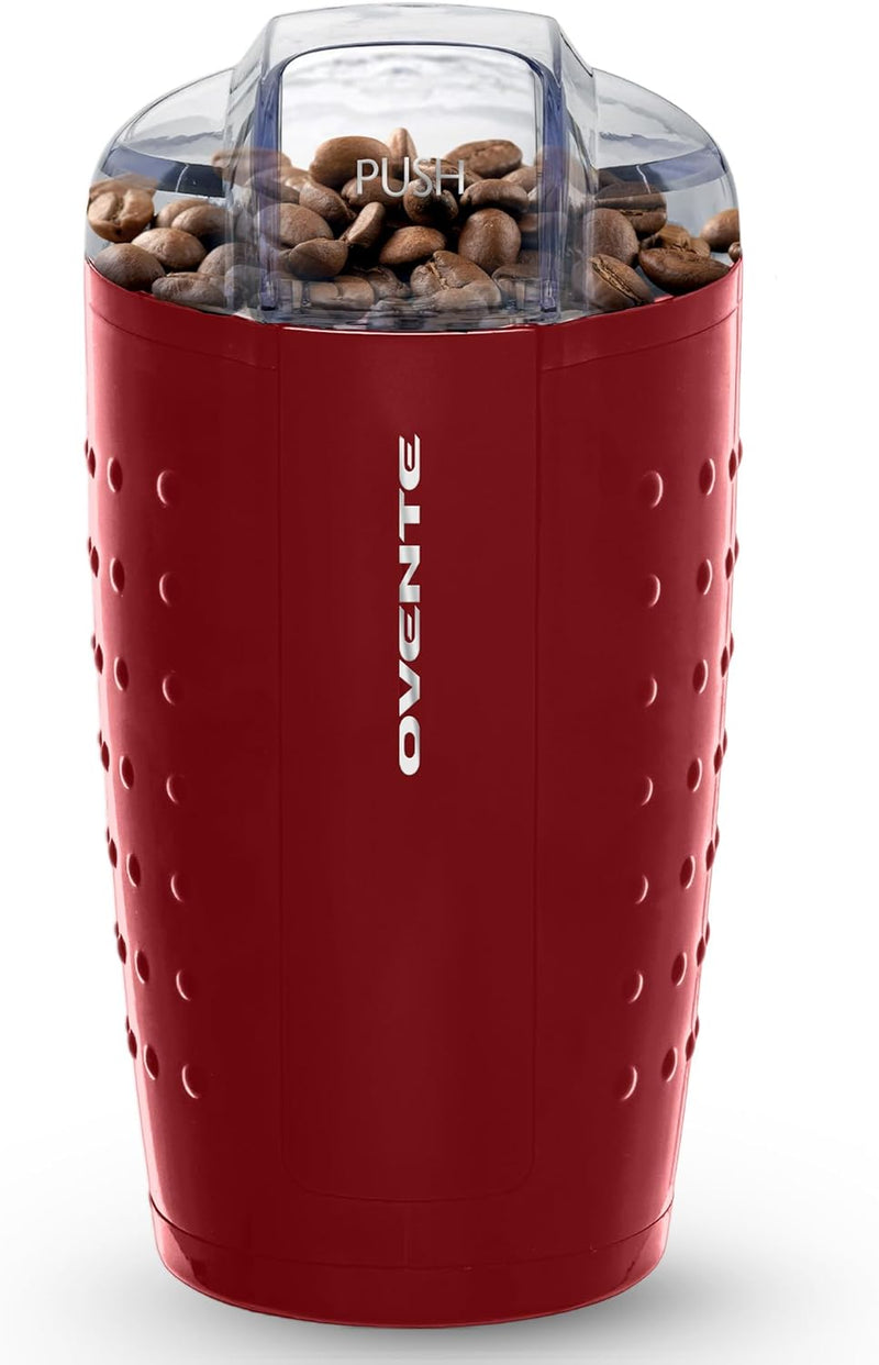 OVENTE Electric Coffee Grinder - Small Portable & Compact Grinding Mill with Stainless Blade for Bean Spices Herb and Tea, Perfect for Home & Kitchen - White CG225W